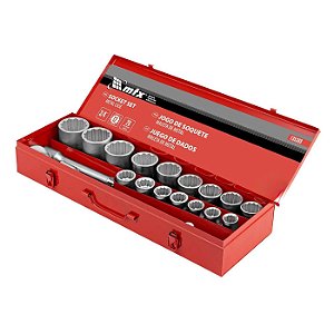 Jogo de Soquete Estriado 3/4" 19-50mm 20 Peças com Maleta 135369