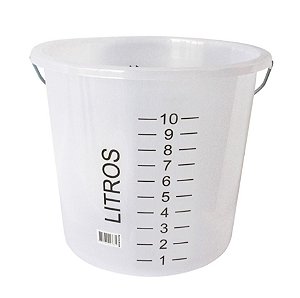 BALDE GRADUADO DE POLIETILENO 1L-10L COM ESCALA EM LITROS E ALÇA 6404 - BREMEN
