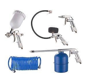 KIT PINTURA COM 5 PEÇAS PARA AR COMPRIMIDO, COM RECIPIENTE DE PLASTICO POR GRAVIDADE 8621 - BREMEN