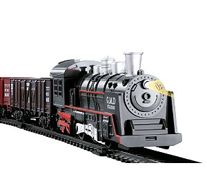 TREM LOCOMOTIVA INFANTIL INTERATIVO COM LUZES E SOM E BOTÃO LIGA/DESLIGA BW148 - IMPORTWAY