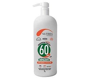 PROTETOR SOLAR FPS 60 1/3 UVA COM REPELENTE PROFISSIONAL 1L PROTEÇÃO E SEGURANÇA PARA PELE CORPORAL 62836 - NUTRIEX
