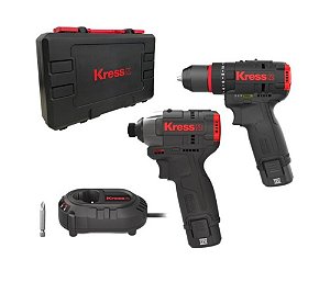 KIT FURADEIRA E PARAFUSADEIRA PROFISSIONAL MOTOR BRUSHLESS E ALTO TORQUE KUG02 - POSITEC - KRESS