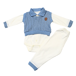 Conjunto de Pagão para Bebês - Body, Suéter de Tricô e Mijão