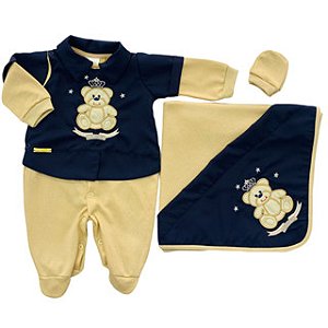 Saída de Maternidade Ursinho Rei: Conforto e Realeza para o Seu Pequeno em 3 Peças