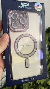 Case Luxo Iphone 16 Pro Max com Proteção de câmera brilhante