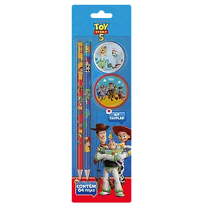 Kit Escolar 4 Peças Lápis Borracha Apontador Toy Story Tris