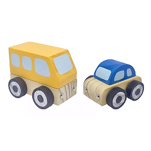 Kit Com 2 Carrinhos De Madeira NewArt Brinquedo 3+