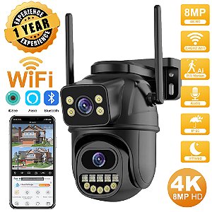 Câmera PTZ 4K 8MP HD Wifi para Exteriores – Segurança Avançada para sua Casa
