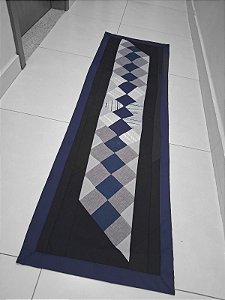 Passadeira Patchwork Quadriculada – Azul e Preta