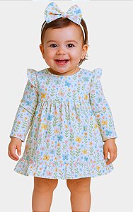 Vestido Bebê Infantil Luxo Manga Longa 100% Algodão - Melissa