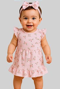 Vestido Infantil Menina Bebê Tecido Premium Florido 100% Algodão Com Laço