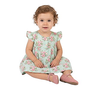 Vestido Bebê e Infantil Luxo Florido 100% Algodão - Flor