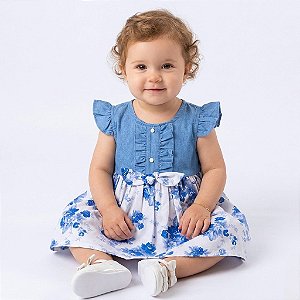 Vestido Bebê e Infantil Estampado 100% Algodão 2 Meses a 6 Anos