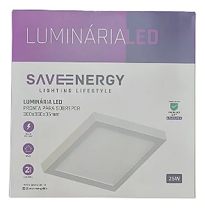 Plafon De Sobrepor 30x30 25w Saveenergy Bivolt 3000k/4000k/6500k