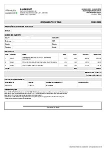 KIT DE PRODUTOS REFERENTE AO ORÇAMENTO NÚMERO 2040