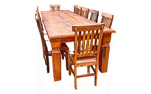 Mesa Madeira Maciça Demolição 3x1 Com 12 Cadeiras