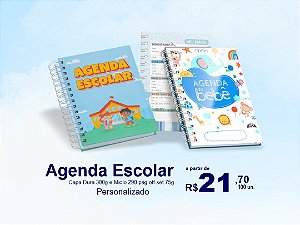 Agenda Escolar 14x20cm Capa dura 300g Miolo Off-set 75g
