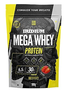 whey protein mega 900g iridium morango