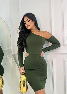VESTIDO PAM MANGA LONGA CURTO CORTE NA CINTURA