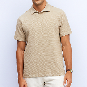 POLO SLIM COM GOLA DO PROPRIO TECIDO EM MALHA TEXTURIZADA