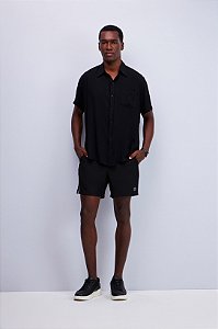 CAMISA SLIM COLARINHO FRANCÊS MANGA CURTA COM BOLSO EM VISCOSE
