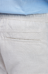 CALÇA SLIM COM CÓS DE ELÁSTICO EM TECIDO DE ALGODÃO