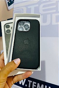 Capa de Couro Com Película de Câmera  Iphone 14 Pro