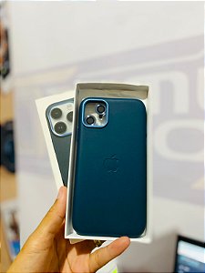 Capa de Couro Com Película de Câmera Iphone 11