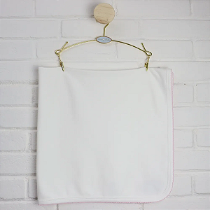 Manta Lisa com Picueta Rosa - Branco Liso