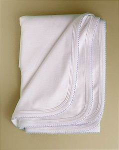 Manta Lisa com Picueta Celeste - Branco Liso