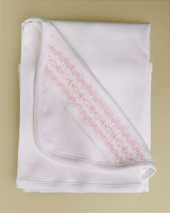 Manta Smock Losango Rosa - Branco Liso