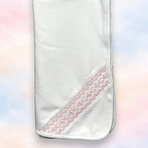 Manta Smock Losango Rosa - Branco Liso