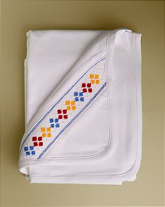 Manta Smock Baralho Colorido Menino - Branco Liso
