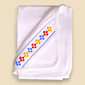 Manta Smock Baralho Colorido Menino - Branco Liso