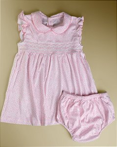 Vestido Smock Losango Rosa MC - Pontos Rosa