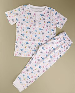 Pijama Blusa e Calça MC - Animais Marinhos Menina