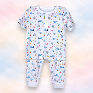 Pijama Blusa e Calça MC - Animais Marinhos Menina