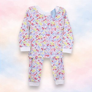 Pijama Blusa e Calça ML Menina - Violetas Coloridas