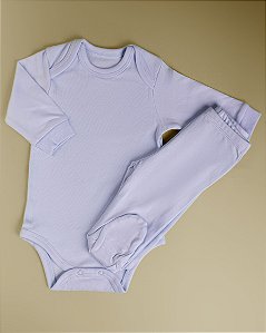 Pijama Body e Calça ML - Celeste Liso