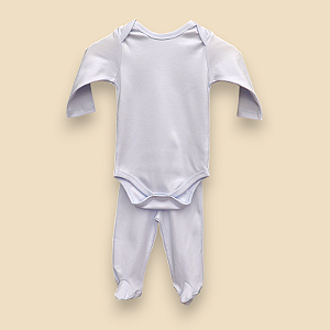 Pijama Body e Calça ML - Celeste Liso