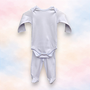 Pijama Body e Calça ML - Celeste Liso