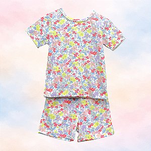 Pijama Blusa e Shorts MC - Violetas Coloridas
