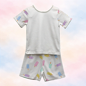 Pijama Blusa e Shorts MC - Picolé Colorido Menina
