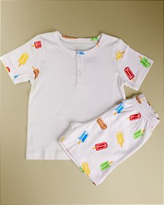 Pijama Blusa e Shorts MC - Picolé Colorido Menino