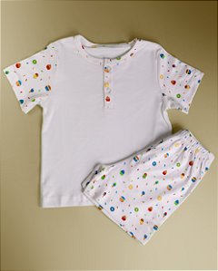 Pijama Blusa e Shorts MC - Cupcake Colorido Menino