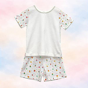 Pijama Blusa e Shorts MC - Cupcake Colorido Menina