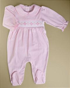 Macacão Smock Baralho Rosa - Rosa Liso