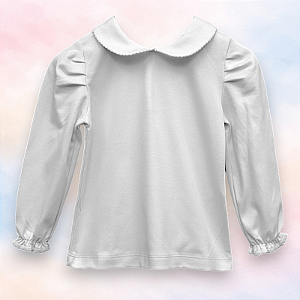 Camiseta Menina ML - Branco Liso