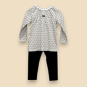 Camiseta Com Calça Gola Babadinho - Patinhos