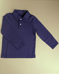 Camisa Polo ML - Azul Marinho Liso